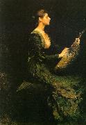 Thomas Wilmer Dewing Lady with a Lute oil painting on canvas